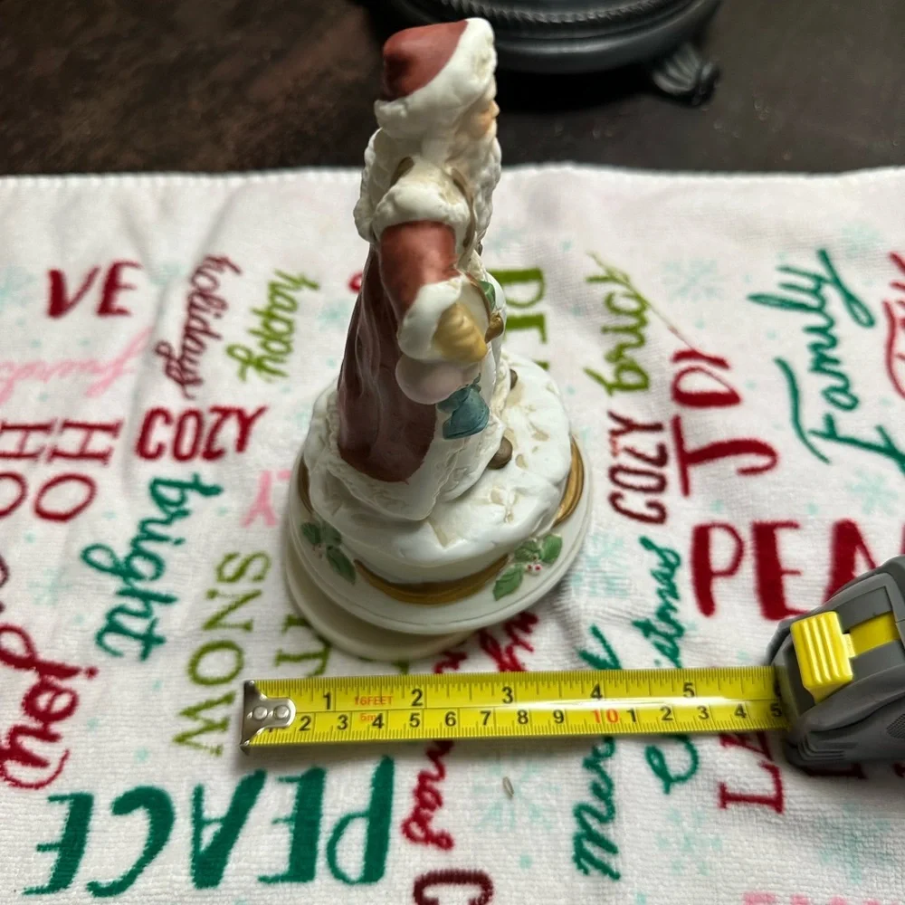 Musical Santa Claus Figurine with Gold Accents